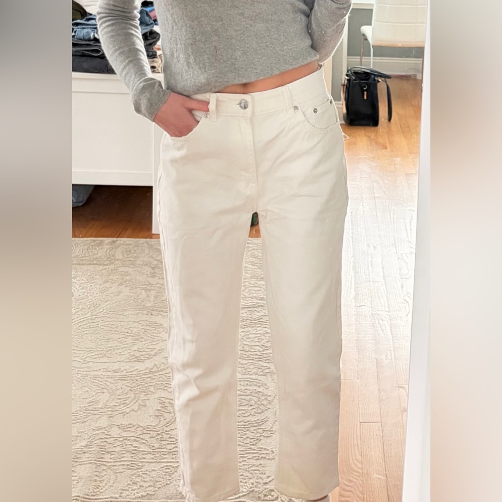Pull and Bear White Wide Leg Jeans